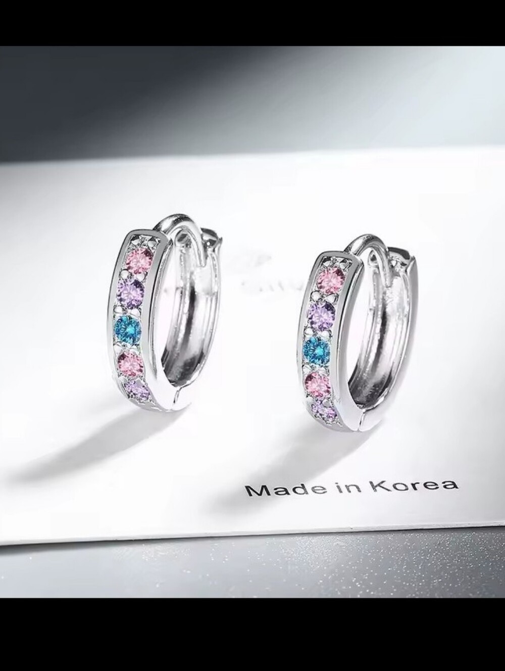 Hoop Earrings Silver Rhinestone Women's Jewelry New G16